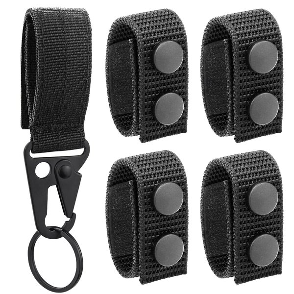 Belt Keepers with Tactical Gear Clip, 4 Pack Law Enforcement Nylon Duty Belt Keepers 2" with 1 Pack Key Holder UIInosoo for Police
