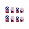 MISUD 4th of July Press on Nails Short Square Fake Nails Glossy Glue on Nails American Flag Acrylic Nails Squoval Star Artificial Nails Red Blue French Tip False Nails with Bling Glitter Design 24 pcs