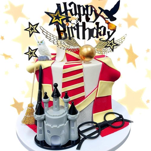 GallaRato 16 PCS Wizard Party Supplies Wizard Birthday Cake Decoration Wizard Birthday Party Favors Wizard Cake Topper Castle Cake Topper