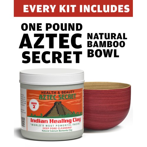 Aztec Secret Essential Indian Clay Mask Kit by Etana – 100% Natural Calcium Bentonite for Deep Pore Cleansing - Facial, Hair & Body Detox Set Wtih Accessories