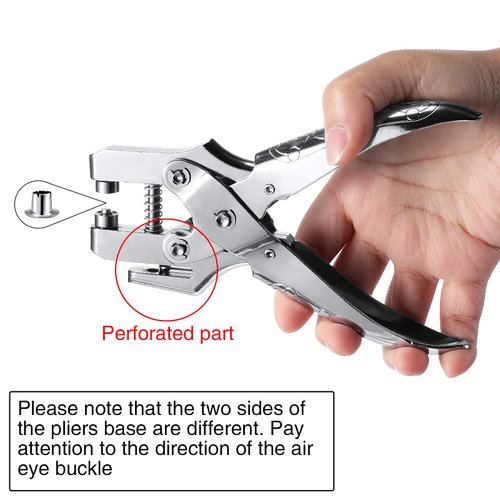 Grommet Eyelet Pliers 3/16 Inch Eyelet Hole Punch Pliers with 200 Piece Metal Eyelets Easy Press Hollow Grommet Portable Handheld Grommet Eyelet Setting Tools for Card Paper Canvas (Silver)
