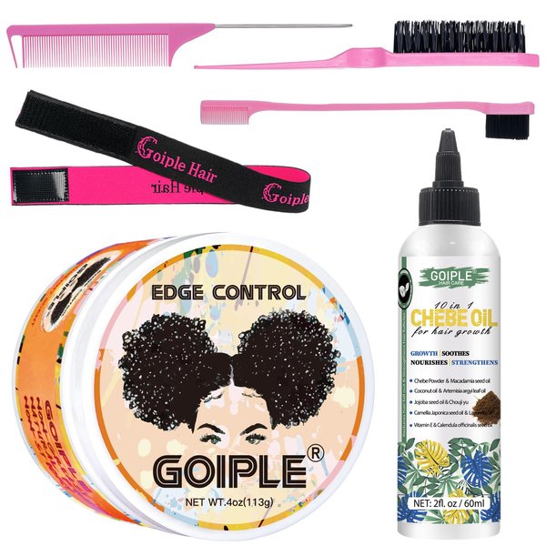 Edge Control Wax for Women Strong Hold Non-greasy Edge Smoother Edge Control for Black Hair No Flaking, No White Residue, Shine, Natural Chebe Hair Oil for Hair Growth Chebe Oil Moisturizer for Scalp