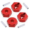 HobbyPark Aluminum 12mm Wheel Hex Nuts & M4 Lock Nuts for 1/10 Scale RC Car Truck Crawler Buggy Short Course(8-Pack) (Red)