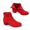 CAMSSOO Women's Suede Booties Low Mid Block Heel Ankle Boots Slip On Side Zippers Round Toe Short Boots Red Faux Suede US8.5 CN40