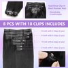 Seamless Clip in Hair Extensions PU Skin Weft Invisible Hair Extensions Seamless Clip Ins for Black Women Real Remy Human Hair Straight Natural Black 8Pcs 120g(26inch,1B)