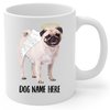 Personalized Name Cream Pug Angel Wings Memorial Coffee Mug - Sympathy Gifts for Dog Lovers White Cup 11 oz