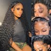 Curly Lace Front Wig Human Hair 13x4 Deep Wave Frontal Wigs for Women Wet and Wavy 250% Density HD Lace Front Wigs Human Hair Pre Plucked with Baby Hair Natural Hairline(20inch, 13x4 deep wave wig)