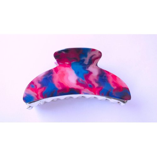 Generic Hot pink turquoise blue purple marbled hair claw clip