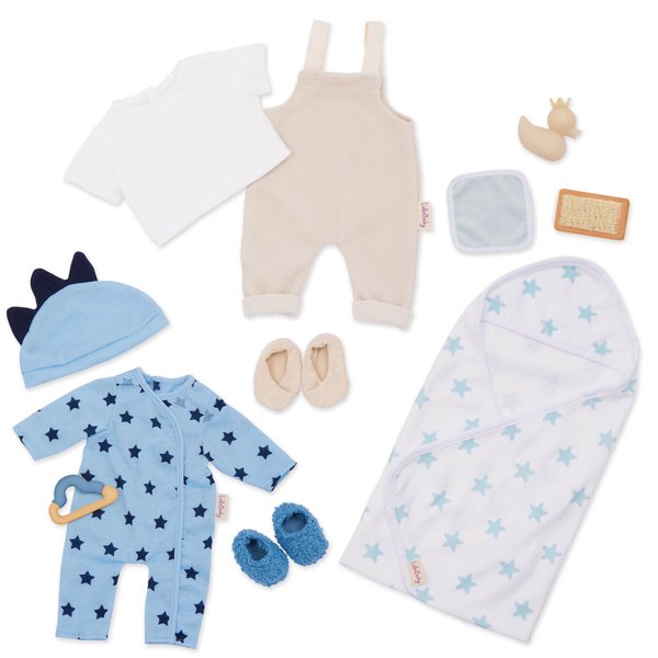 LullaBaby – 13-pc Fashion Set – Baby Doll Clothes – Pajama, Jumper & Bath Accessories – Imaginative Play – Toys For Kids Ages 2 & Up – Baby Doll Clothing Set