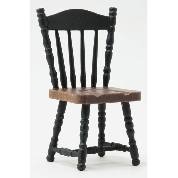 Classics by Handley Dollhouse Miniature Black Side Chair with Walnut Seat