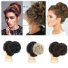 Claw Messy Bun Hair Piece Synthetic Curly Chignon Clip in Claw Ponytail Hairpieces Tousled Updo Hair Extensions Scrunchie For Women (Dark brown/auburn brown)