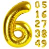 40 Inch Gold Mylar Foil Number 6 Birthday Balloon, Digital Balloons for 6 16 Boy Girl Party Decorations Supplies, Big Helium Balloon Numbers for 26 36 46 60 66 Men Women Anniversary