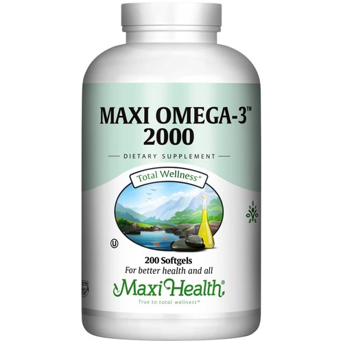 Omega 3 Supplement - Omega-3 Fish Oil 2000mg - Natural Source of EPA & DHA - Heart, Brain & Joint Health - Kosher Certified Wild Caught Marine Fish - 200 Vegetarian Softgels by Maxi Health