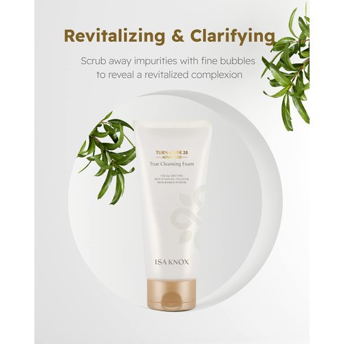 Isa Knox Turnover 28 Advanced (True Facial Cleanser, 6.1fl oz) - Korean Skincare, Non-Drying Bubble Foam Face Wash, Pomegranate Vinegar, Natural Bamboo Cellulose