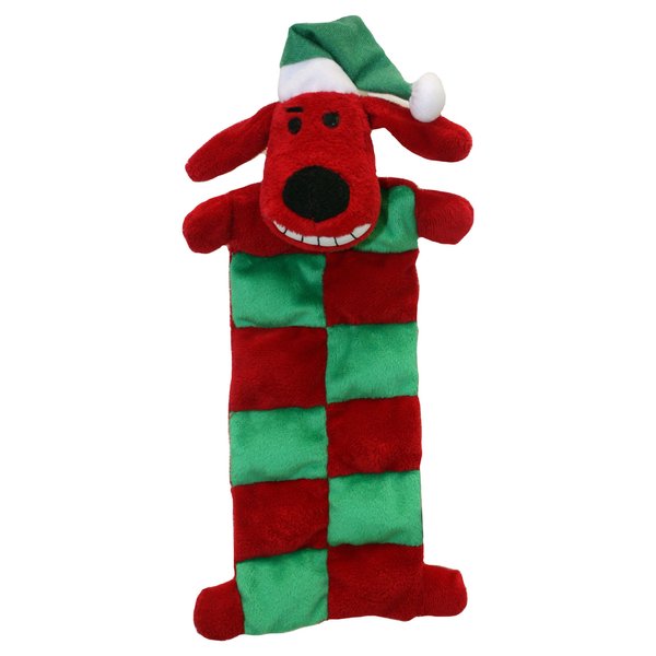 Multipet Loofa Holiday Squeaker Mat Dog Toy with Santa Hat, 12-Inch