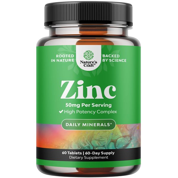 Zinc 50mg Immune Support Supplement - Zinc Complex Supplement for Immune System and Zinc Supplement to Enhance Hair Skin and Nails Vitamins - Easy to Swallow Potent Daily Zinc Tablets for Adults