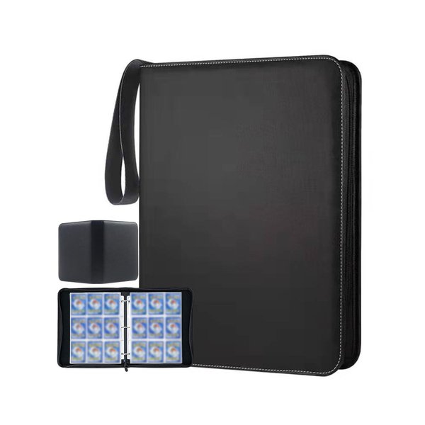 Trading Card Binder 900 Pockets, 9-Pocket Card Collection Binder with 50 Pcs Removable Sleeves, Card Binder with Zipper & Handle, Multi-use Trading Card Holder for Game/Football/Baseball Card (Black)