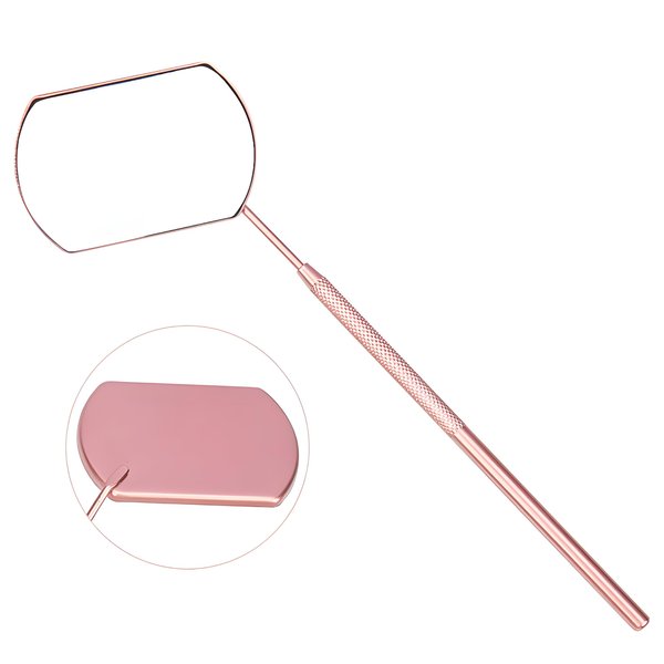 KB ESSENTIALS Lash Mirror for Eyelash Extensions - Stainless Steel Eyelash Makeup Tool for False Lashes & Adhesives - Professional Lash Extension Supplies and Accessories (Pink)