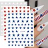 6 Sheets Red Blue White Star Nail Stickers, 3D Self-Adhesive Classic Star Nail Decals for Patriotic Women Nail Decoration