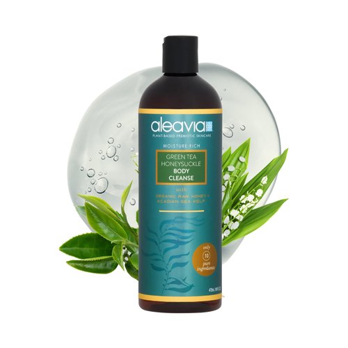 Aleavia Green Tea Honeysuckle Body Cleanse – Organic & All-Natural Prebiotic Body Wash with Raw Honey – 16 Oz.