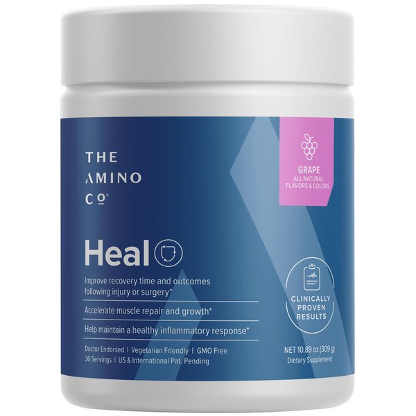 The Amino CO - Heal - Post Workout Recovery Drink with Pure Eaa Amino Acid Formula - Creatine Monohydrate Powder for Efficient Muscle Repair, Vegan, and Keto-Friendly with Grape Flavor - 10.89oz