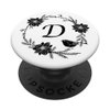 Cell Phone Pop Out Holder,Black and White Floral Letter D PopSockets Grip and Stand for Phones and Tablets