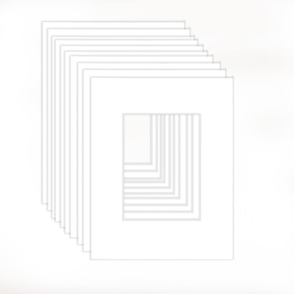 Frame Amo 4x6 White Mat for Picture Frame, Bevel Cut 2.5x4.5 Opening for 3x5 Photo, White Core, 10-Pack