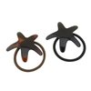 Parcelona French Sleek Star Brown Shell N Black Set of 2 Cellulose Hair Bands Non Slip Ponytail Holder Hair Ties Girls and Women Hair Accessories