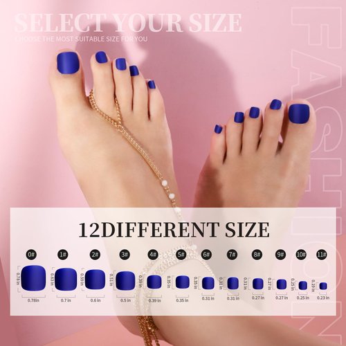 FANDAMEI Press on Toe Nails, 12 Packs 288PCS Press on Toenails Short Square, Fake Toe Nails Full Cover, Acrylic False Toes Nails 12 Color Matte. Press on Toenails for Women Girls Nail Art DIY