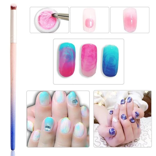 KAAGEE 6pieces Ombre Nail Brush Wood Nail Pen Ombre Brush for Gel Nails Nail Gradient Brush Nail Design Brushes Nail Painting Kit Nail Art Tools Acrylic Nail Accessories