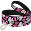 Dog Leash Penguins Cupcakes Fuchsia Purple White 4 Feet Long 0.5 Inch Wide