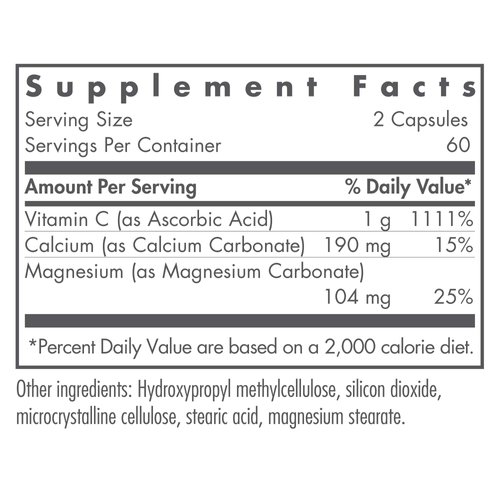 Nutricology Buffered Vitamin C - Calcium, Magnesium, Immune Support - 120 Vegetarian Capsules