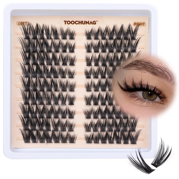 C Curl Natural Lash Clusters Eyelash Extensions Wispy Individual Lashes Clusters Organized Eyelash Clusters 126pcs 8-14mm DIY Fox Eye Lash Extension by TOOCHUNAG