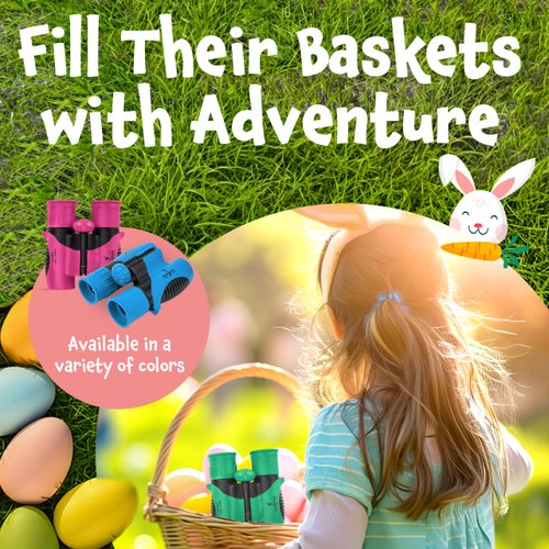 THINKPEAK 8x21 Binoculars for Kids 8-12, Birthday Gifts for Boys and Girls, Pink