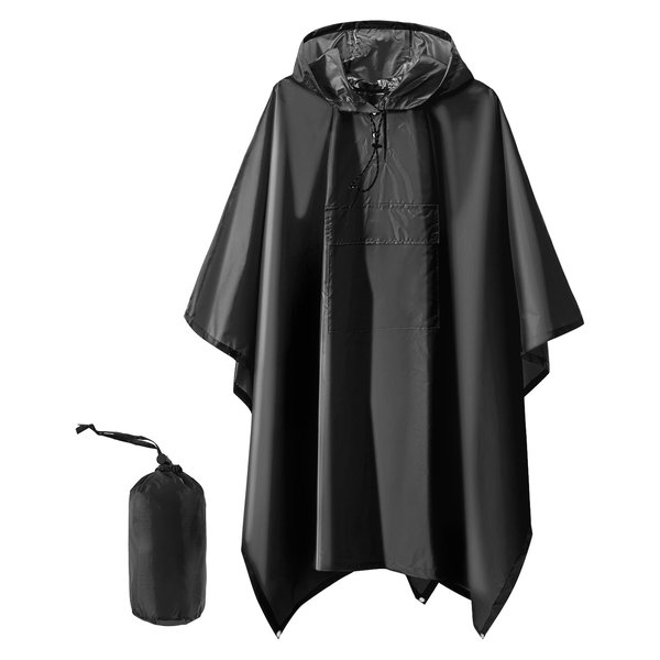 salamra Hooded Rain Poncho Waterproof Raincoat Jacket for Men Women Adults with Pocket