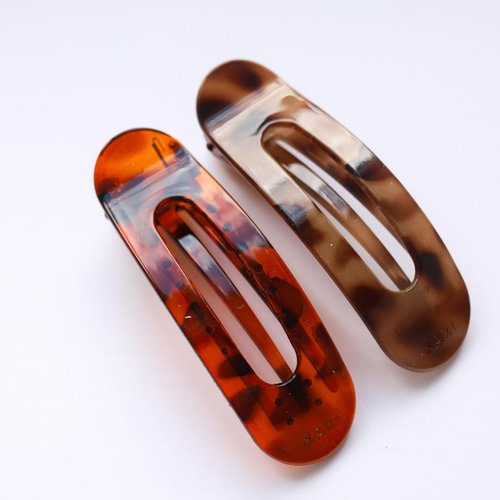 KAXI Lay Down Hair Claw | Perfect for Thick & Thin Hair | Strong Clip Teeth | 2-Pack (Light Tortoise & Dark Tortoise)