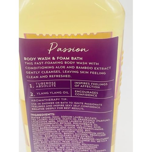 Tuberose + Ylang Ylang Aromatherapy Passion Foam Bath Body Wash 10 Ounce Full Size Bottle