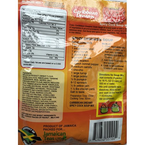 Caribbean Dreams Cock Soup"Spicy Chicken Soup Mix" 1.76 Ounce (5 Pack)