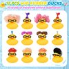 Wig Rubber Ducks Bath Toys, 12 PCS Yellow Mini Rubber Duckies Accessories with Black Hollow Glasses, Cruise Ducks Bathtub Toys Shower Toys for Kids Toddlers Boys Girls