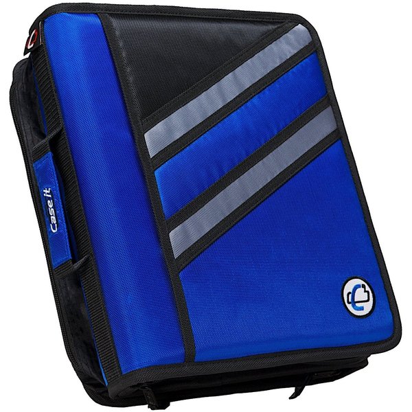 Case-it The Z Shape Zipper Binder - Two Binders in One - Double Sided 1.5 Inch D-Ring - Multiple Pockets - 500 Page Capacity - Comes with Shoulder Strap, Blue Z-176