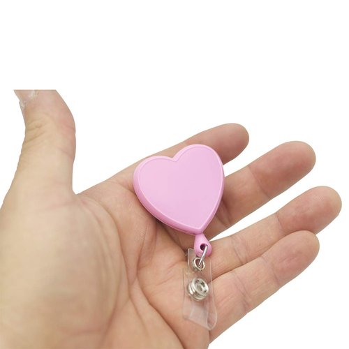 5 Pack - Cute Heart Shaped Retractable Badge Reels with 360° Swivel Alligator Pinch Clip - Great Name Badge Holder for Nurses, Teachers, DIY Bling & Office by Specialist ID (Assorted Colors)