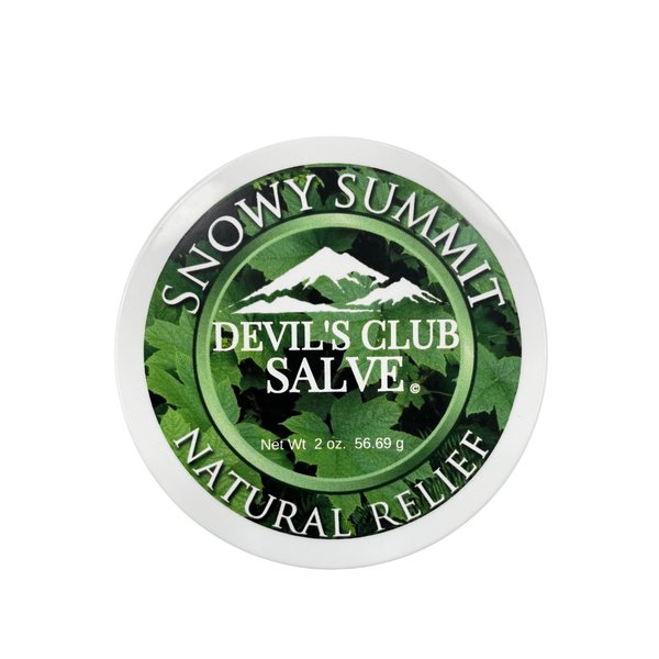 Snowy Summit Handmade Alaska Devil's Club Salve - Skin Ointment with Light Scent, Premium Herbal Formula - USA Made, Tradition Inspired Muscle Rub - 2 oz. Jar