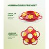 Hummingbird Feeder 10 oz [Set of 2] Plastic Feeders for Outdoors, with Built-in Ant Guard - Circular Perch with 5 Feeding Ports - Wide Mouth for Easy Filling/2 Part Base for Easy Cleaning