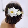 Fangsen Wedding Boho White Rose Flower Hair Clips Floral Hair Accessories for Brides and Bridesmaids Silver (White)