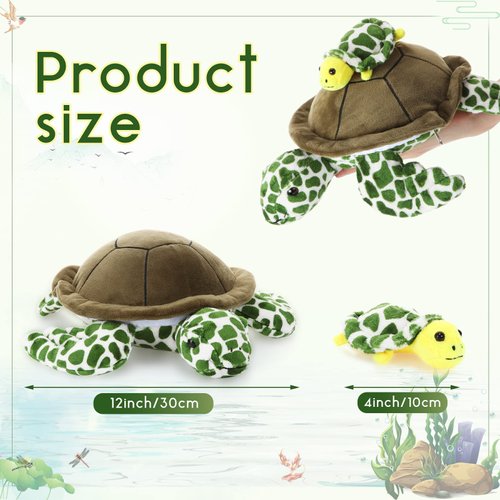 Aoriher 5 Pieces Plush Turtle Set 12 Inch Stuffed Sea Turtle Mom with 4 Little Plush Turtles Soft Plush Stuffed Animal Toys Tortoise Hugging for Birthday Party Favors Easter, Christmas (Vivid Style)