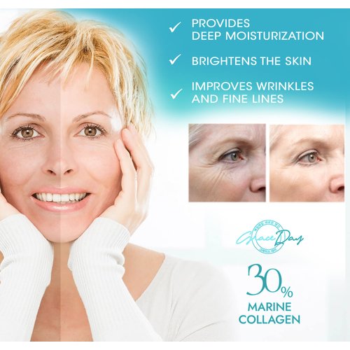 Grace Day Marine Collagen Moisturizing Face Cream, Day and Night Cream with Collagen, Peptides and Hyaluronic Acid, Anti-Wrinkle Cream with Antioxidants And Natural Ingredients, 3.4 oz - Made in Korea