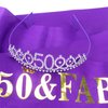 Purple 50th Birthday Sash and Tiara for Women, 50th Birthday Decorations Women, 50th Birthday Sash and Crown Set, 50th Birthday Gifts for Women, Happy 50th Birthday Party Supplies