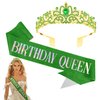 Tiaras for Women,Birthday Sash for Women,Birthday Queen Sash,Birthday Sash and Crown,Birthday Sash and Tiara for Women,Birthday Tiara for Women,Queen Crown,Green birthday decorations,Green crown