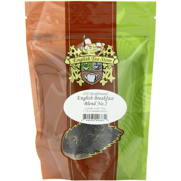 English Tea Store Loose Leaf, English Breakfast Blend Number Two CO2 Decaffeinated Tea Pouches, 4 Ounce