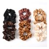 Funlovin Satin Scrunchies Black Brown Scrunchie Pack Ponytail Holder Hair Scrunchies Silk Scrunchy Hair Bands Hair Ties (12pcs Silky Scrunchies)